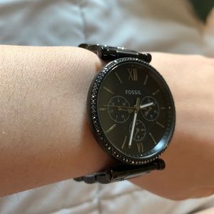 Black/crystal Fossil Watch